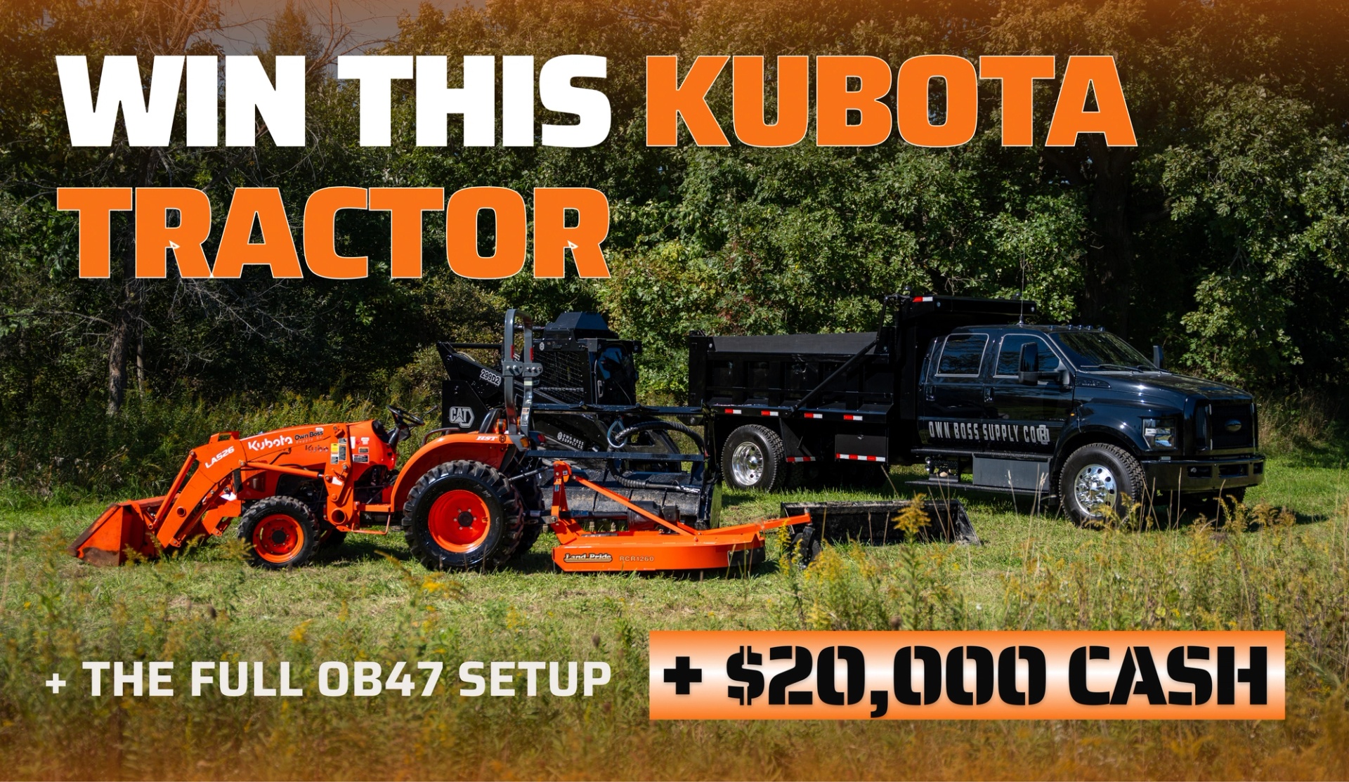 Win a 2022 Kubota LA501 Tractor + Land Pride Brush Hog [HEADER SLOT: swap to v3 desktop once approved]