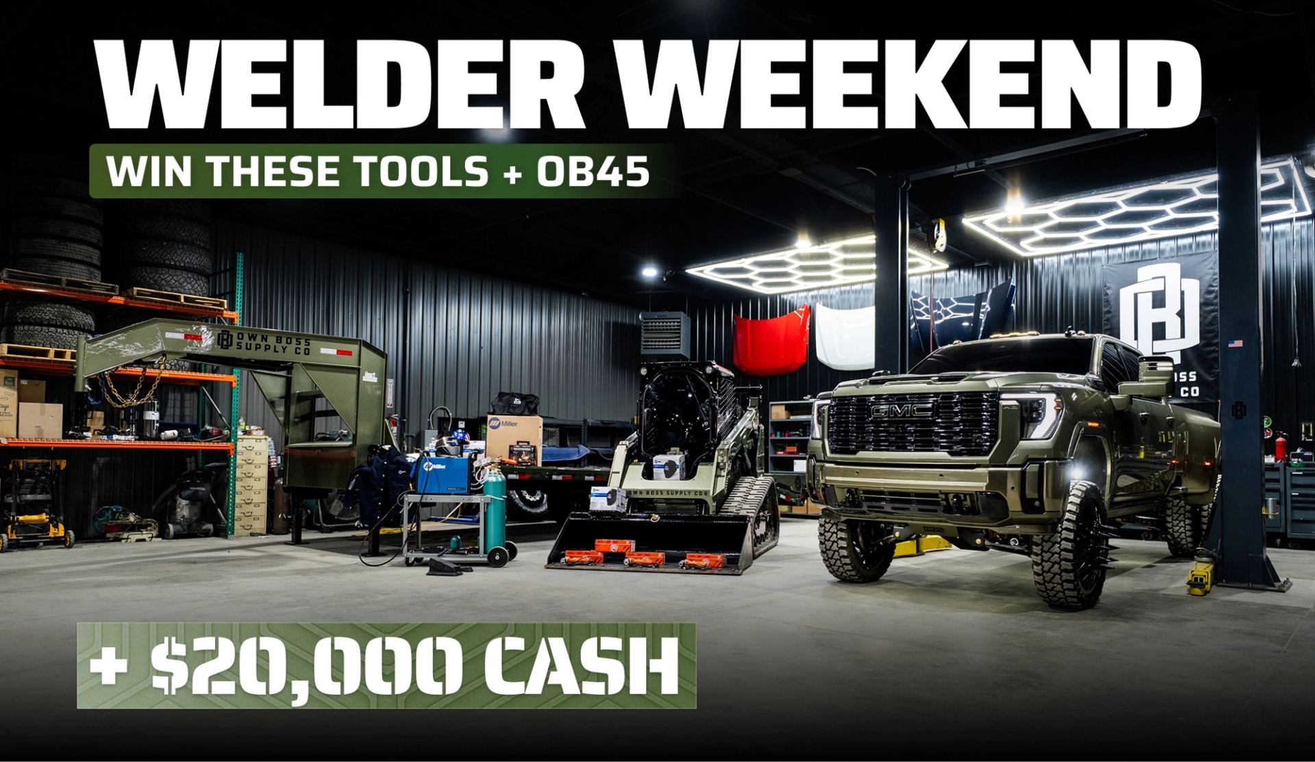 Welder Weekend | 2024 GMC 3500 Denali Ultimate, 25’ Load Trail Gooseneck, Cat 259D Skid Steer and 20k Cash